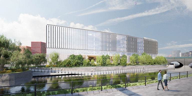 Artist impression of Temple Quarter Enterprise campus view from the river.