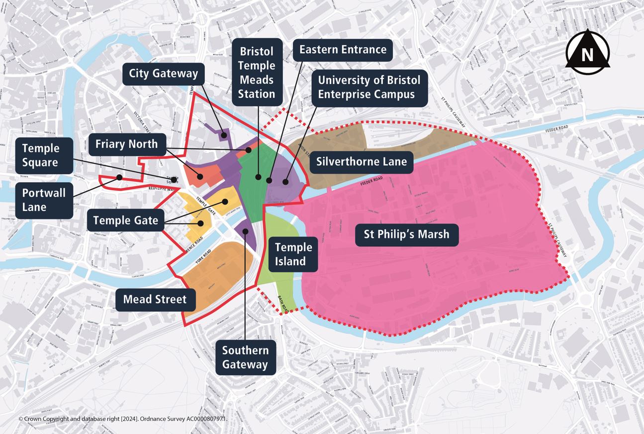 Temple Quarter - Area map showing each of the different areas.